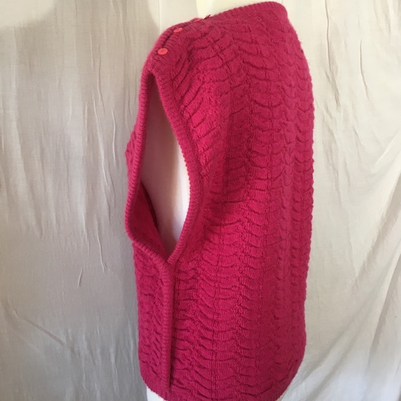 Vintage 80s Chaus Sleeveless Knit Sweater Hot Pink - Picture 9 of 14